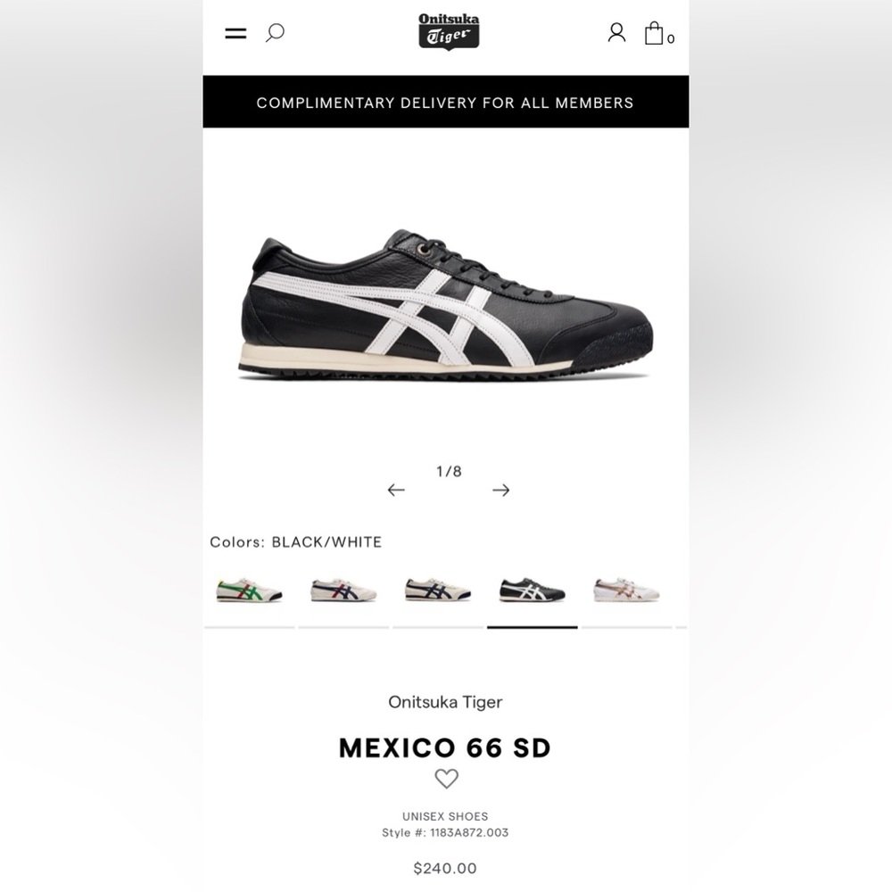Onitsuka Tiger Mexico 66 SD Black and White